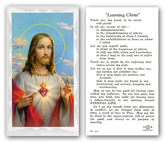 Learning Christ Sacred Heart Prayer Holy Card Paper 100