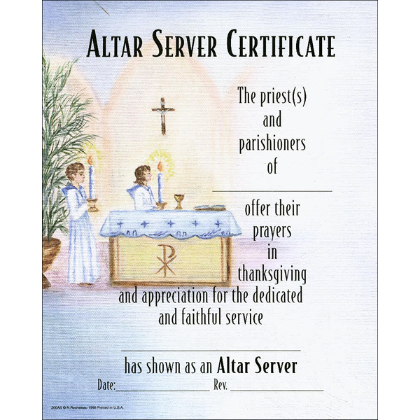 church certificate of appreciation