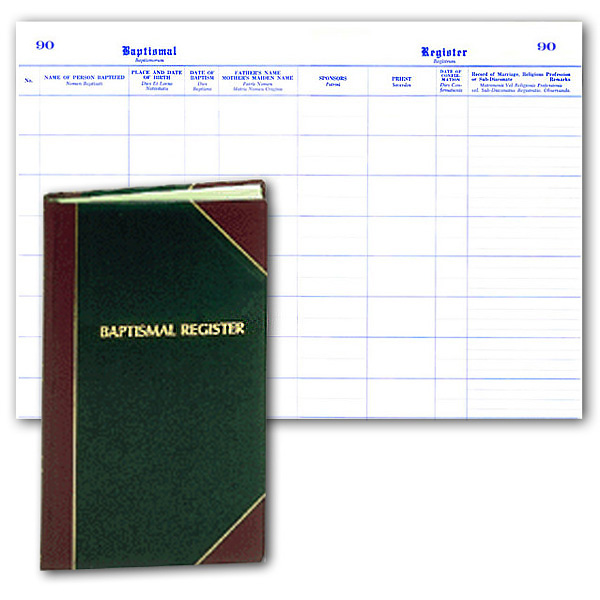 Standard Edition Baptism Church Register/Record Book (1000 entry) St