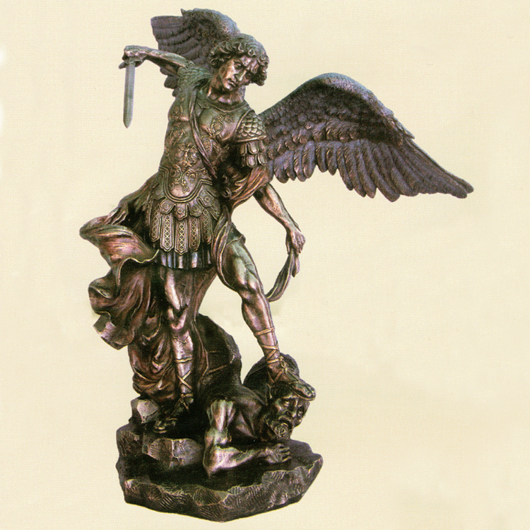 St. Michael Archangel Statue in Bronze Dipped Resin St. Andrew's Book