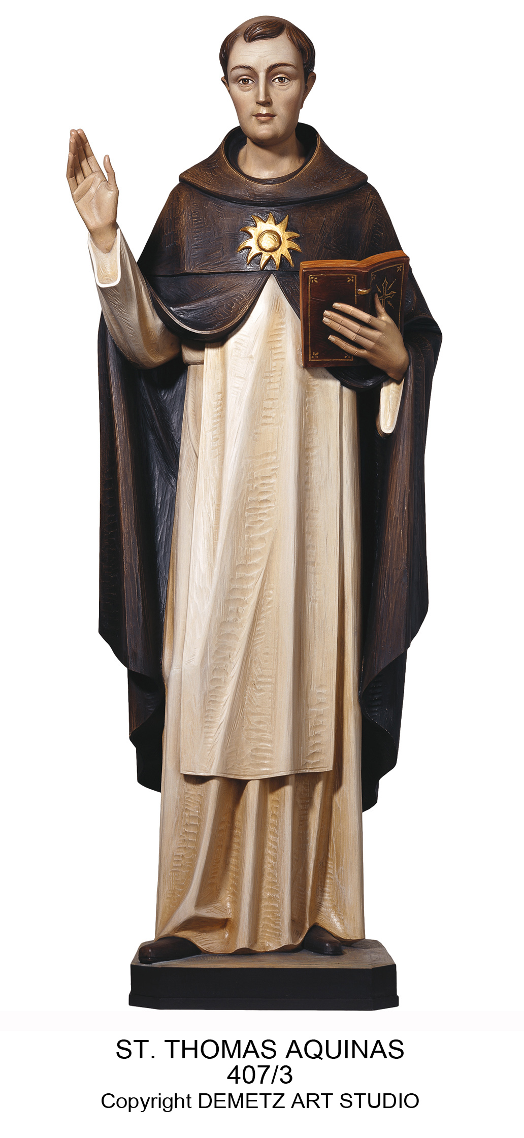 &ldquo;Saint Thomas Aquinas&rdquo; Statue in Linden Wood (60") - St. Andrew&rsquo;s Book