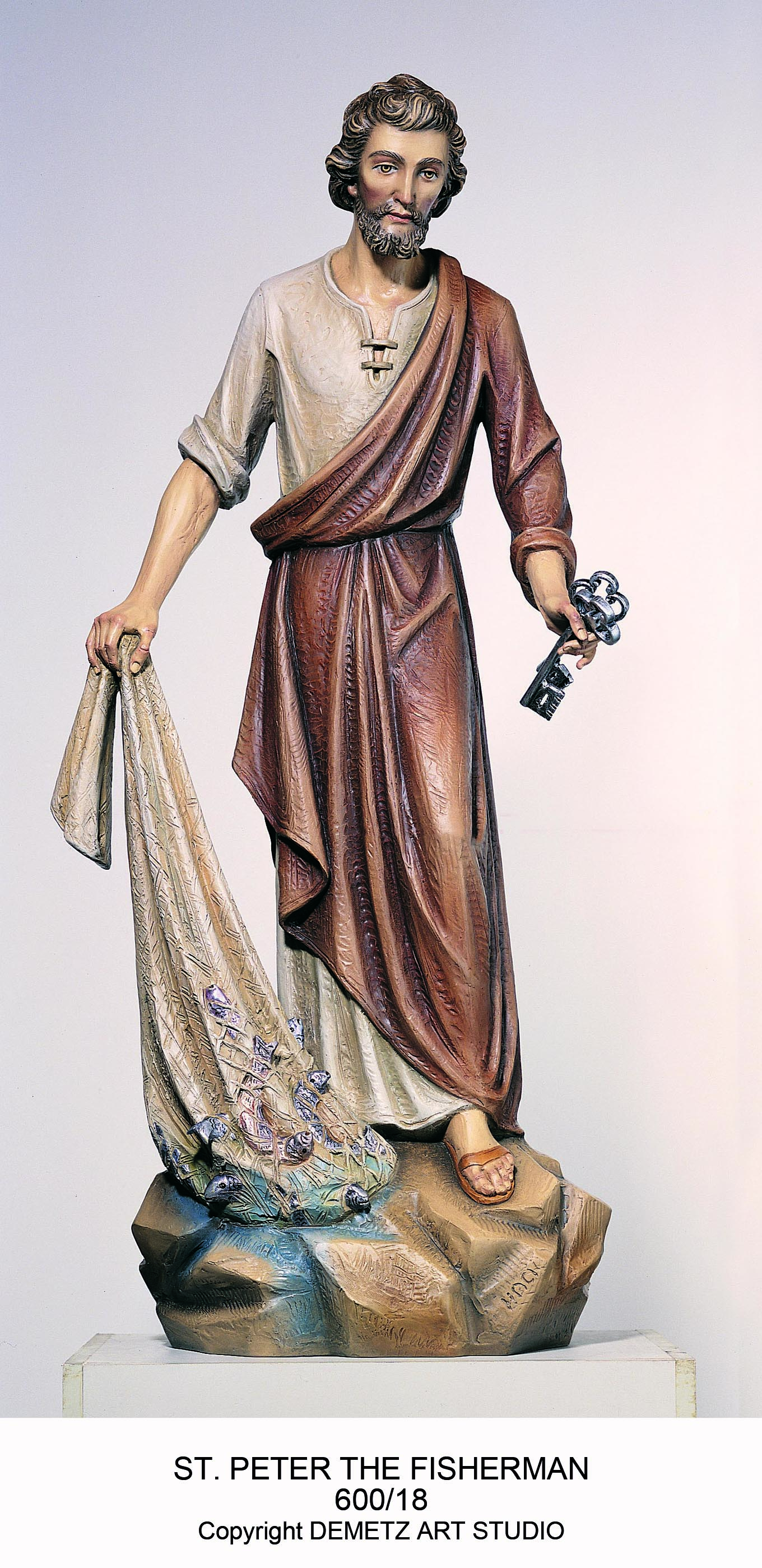 St. Peter the Fisherman Statue in Fiberglass St. Andrew's Book, Gift
