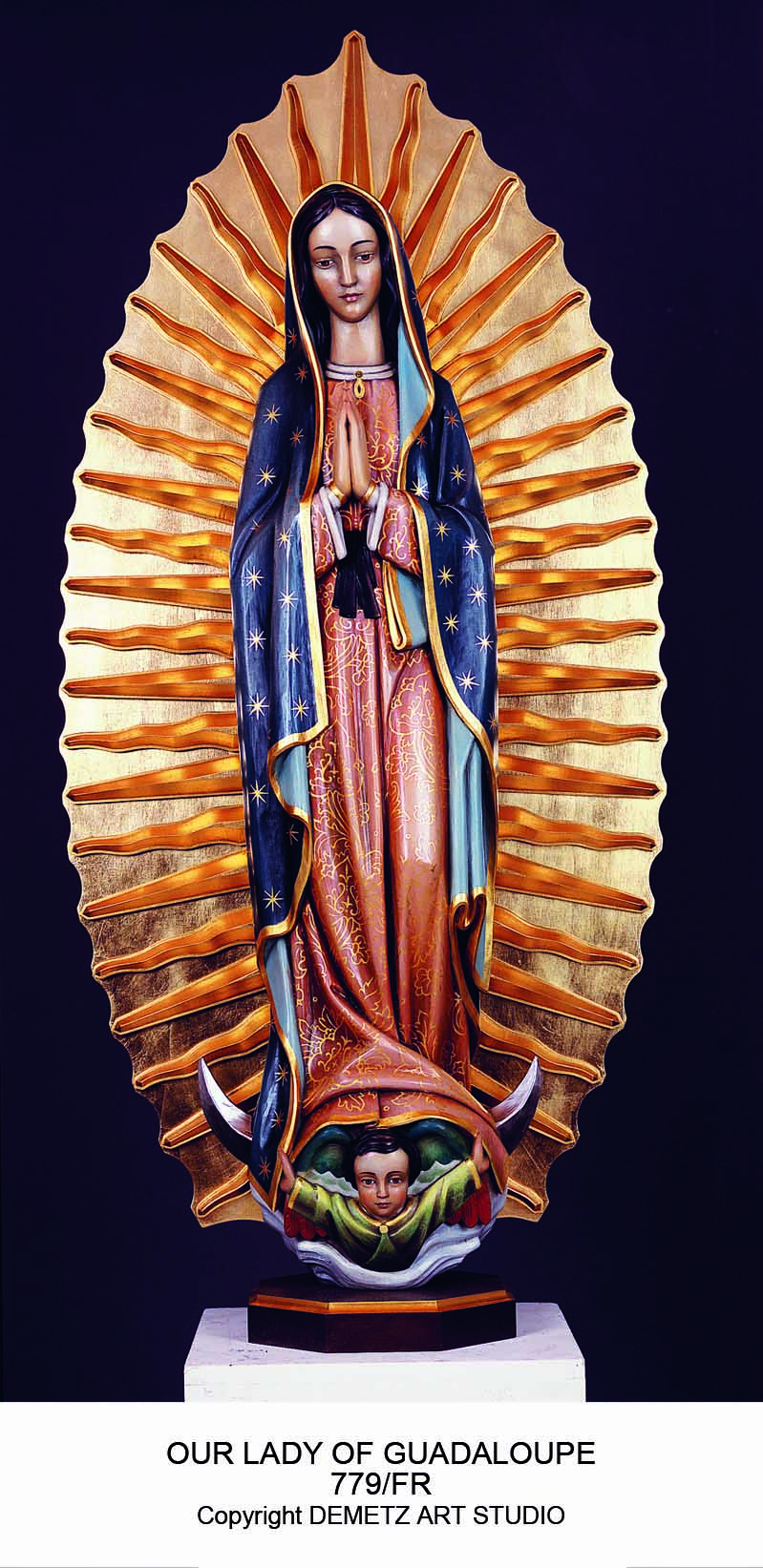 "Our Lady of Guadalupe" Statue in Linden Wood (30" to 60") St. Andrew