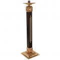  Fixed High Polish Finish Bronze Floor Candlestick w/Wood Column: 9988 Style - 44" Ht 