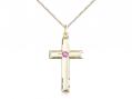  Cross Neck Medal/Pendant w/Rose Stone Only for October 