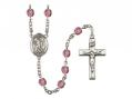  St. Lazarus Centre w/Fire Polished Bead Rosary in 12 Colors 