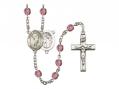  St. Sebastian/Lacrosse Centre w/Fire Polished Bead Rosary in 12 Colors 