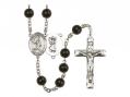  St. Christopher/Track & Field Men Centre Rosary w/Black Onyx Beads 