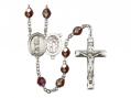  St. Sebastian/Lacrosse Centre Rosary w/Aurora Borealis Garnet Beads 