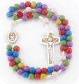  MULTI-COLOR WOODEN BEAD CORD ROSARY (10 PC) 