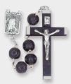  ROUND CARVED BLACK WOOD BEAD ROSARY 