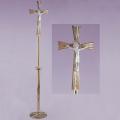  Processional Combination Finish "Risen Christ" Bronze Floor Cross/Crucifix: 1936 Style - 84" Ht 