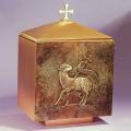  High Polish Finish "Lamb of God" Bronze Tabernacle Without Dome (A): 9621 Style - 17" Ht 