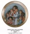  Jesus w/Kids Medallion w/Panel in Fiberglass, 24"D 