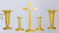  Altar Set | 1 Cross | 2 Candlesticks | 2 Vases | Anodized Aluminum 