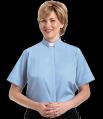  Blue Short Sleeve Tab Women's Clergy Shirt (Poly/Cotton) 