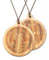  WOOD ST BENEDICT MEDAL ON LEATHER CORD 