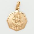  10k Gold Large Octagonal Saint Christopher Medal 
