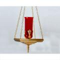  Combination Finish Bronze Hanging Sanctuary Lamp With Bracket: 1120 Style - 11 1/2" Square Bobeche 