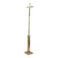  Combination Finish Bronze Floor Processional Crucifix w/Wood Base: 1120 Style - 85" Ht 