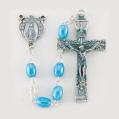  PREMIUM HANDCRAFTED BLUE MARBLE OVAL BEAD GIFT ROSARY 