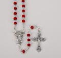 ROSE SCENTED RED WOODEN BEAD ROSARY WITH CROSS & CENTER 