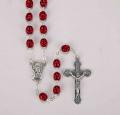  METAL RED LADYBUG ROSARY WITH CROSS AND CENTER 