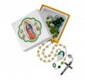  TRI-COLOR GLASS BEAD ROSARY OUR LADY OF GUADALUPE 