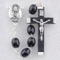  BLACK OVAL BOXWOOD BEADS HANDCRAFTED ROSARY 