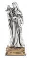  ST. THERESE PEWTER STATUE ON BASE 