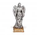  GUARDIAN ANGEL WITH GIRL PEWTER STATUE ON BASE 