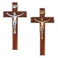  Walnut Wall Crucifix with Sign Language for Church & Home (12") 