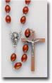  BROWN PLASTIC QUADRUPLE LINK LARGE OVAL BEAD FAMILY ROSARY 