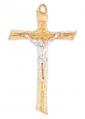  4 1/2" GOLD LOG CRUCIFIX WITH SILVER CORPUS 