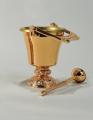  Combination Finish Bronze Holy Water Container/Pot & Sprinkler: 2180 Style - 13.5" Ht 