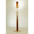  Bronze Floor Sanctuary Sanctuary Lamp w/Enameled Cross & Oak Column: 2155 Style - 48" Ht 