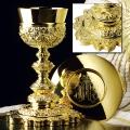  Baroque Star Shaped Base Chalice & Scale Paten w/Ring 
