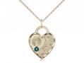  Footprints/Heart Neck Medal/Pendant w/Emerald Stone Only for May 