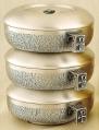  Triple Stacking Ciborium Set - Silver Ox, Gold Lined - Textured 
