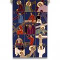  Blue Ambo/Lectern Cover - Stations of the Cross Motif - Omega Fabric 