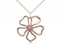  Five Petal Flower Neck Medal/Pendant w/Rose Stone Only for October 