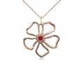  Five Petal Flower Neck Medal/Pendant w/Ruby Stone Only for July 