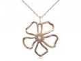  Five Petal Flower Neck Medal/Pendant w/Peridot Stone Only for August 