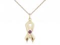  Cancer Awareness Neck Medal/Pendant w/Amethyst Stone Only for February 