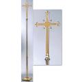  Processional Cross | 90" | Bronze Or Brass | Metal Staff And Stand 