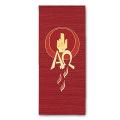  Red Ambo/Lectern Cover - A/O & Flames Motif - Cantate Fabric 