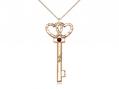  Key w/Double Hearts Neck Medal/Pendant w/Garnet Stone Only for January 