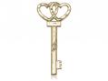  Key w/Double Hearts Neck Medal/Pendant Only 