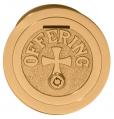  Offering Box | 5” Diameter | Brass Or Bronze Face | Flared Cross | Lined 
