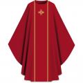  Red "Assisi" Chasuble Set - Orphrey & Cross - Elias Fabric 